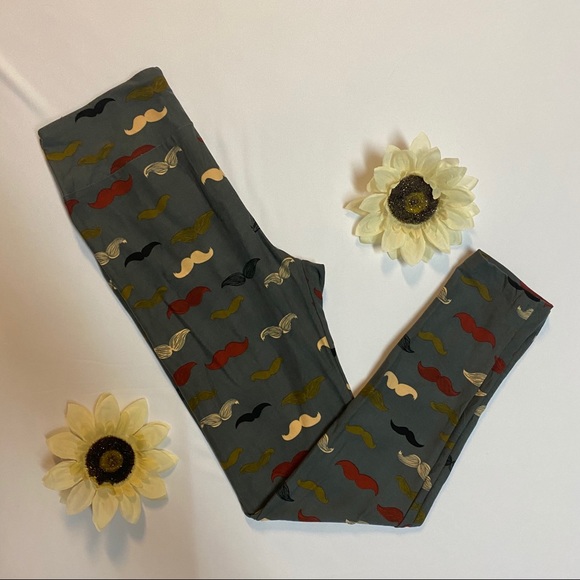 NEW Lularoe OS Mustache Leggings - Picture 1 of 3